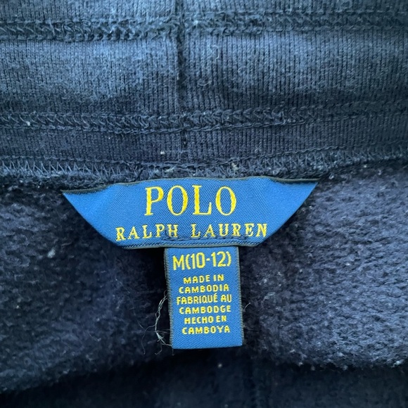 Polo Ralph Lauren 10/12 M Kids Navy Blue Fleece Knit Sweatpants Joggers Red Pony - Picture 6 of 11